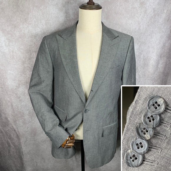 Suitsupply Linen Blazer Jacket Men 42L Gray Washington FL Vitale Barberis Sport